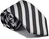 [HAVILAH MODE] ネクタイ ロングタイ 濃グレー シルバー レジメンタル ウォッシャブル 洗える ビジネス 就活 結婚式 父の日 【L816】