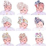 gellwhu 9ピースベビーガールズ花柄ワイドターバン伸縮性ヘッドバンドヘッドラップヘアバンド