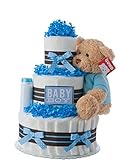 Diaper Cake - Darling Boy Theme Handmade By Lil Baby Cakes - Baby Boy Gift - Makes a Great Baby Show