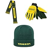 NCAA Oregon Ducks牽引ビーニー帽子グリップ作業グローブand Bigロゴスカーフ3パックバンドル
