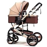 TZ Luxury Newborn Baby Foldable Anti-shock High View Carriage Infant Stroller Pushchair (golden) by 