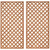 天然木製 格子ラティス 90cm×180cm×35mm 2枚セット ライトブラウン WLL-9018TT