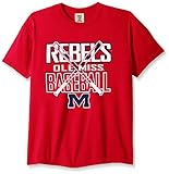 NCAAミシシッピOld Miss Rebels Baseball Bats半袖快適カラーTシャツ、ミディアム、レッド