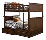 Nantucket Bunk Bed with 2 Raised Panel Bed Drawers, Full Over Full, Antique Walnut [並行輸入品]