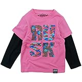 RUSK(ラスク) 天竺RUSKカモロゴPtレイヤード長袖Tシャツ 120cm /PINK NO.P-3511-03