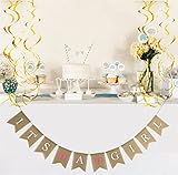 It’s a Girl Burlap Banner+ 6pcs Hanging Swirl Decoration Magnolora Vintage Style Bunting Banner Rust