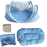 SWANBELLE(スワンベル）折りたたみ ベビー 蚊帳 ベッド ワンタッチ 携帯 (水色)