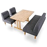 LOWYA （ロウヤ） ソファダイニングセット ダイニングセット ダイニングテーブル 無垢材 木製天板 角丸 幅120 奥行75cm コンパクト グレー おしゃれ