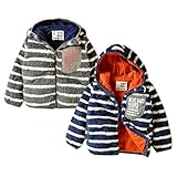(チャコール/95cm)ベビー服 男の子 アウター フルジップ ジャケット シャギーボア 裏トリコット ボーダー柄 ワッペン装飾 男児 ベビー