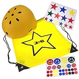 J@G 自転車 子供 大人用 ヘルメット カスタマイズステッカーシート ナップサック付き 10カラー 3サイズ (G-イエロー（艶消し）, S（50-54cm）)