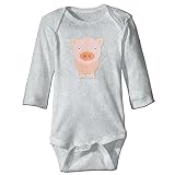 動物 豚 ピンク かわいい 赤ちゃん 長袖 カバーオール 女の子 男の子 綿100% 24 MonthsAsh
