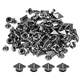 uxcell リベット 10 mm ピラミッドラピッドリベット スタッズ 正方形 パンク レザークラフト装飾 衣類 ベルト バッグ 靴用 ガンブラック 50セット