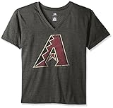 MLB Arizona Diamondbacks女性用チーム半袖VネックTシャツロゴ、4 x、チャコール/ヘザー