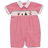 ベビー男の子ライトレッドHand Smocked Shortall カラー: レッド