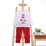 AmazingDeal 子供服 女の子 クリスマス サンタ ストライプ 長袖　春秋冬 上下セット 綿製品 衣装 可愛い (110, B)