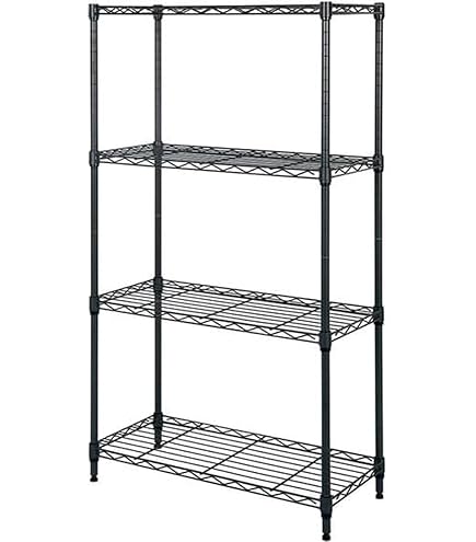 Amazon｜4段 スチールラック ブラック 全体耐荷重200kg 幅60
