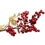 クリスマスBerries、funpa 4 stems人工Berries装飾シルク人工フルーツfor Floral arrangement