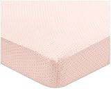 Oeuf Crib/Toddler Fitted Sheet-Mustard Dots, Pink by Oeuf