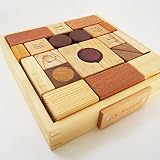 スプソリ 木のおもちゃ 名入れプレートつき 赤ちゃんベビー用スマイル積み木22ピース フタなし木箱つき 音の鳴る積み木入り