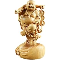 Amazon.co.jp: 布袋様置物 七福神 布袋様 銅銭弥勒 級天然ツゲ