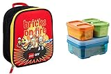 LEGO City Fire Bricks on Fire Vertical Insulated Lunch Kit & Rubbermaid Lunch Blox Sandwich Kit [並行輸