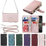 Eastwave for Sony Xperia Ace II SO-41B ケース for Xperia L5 / Ace 2 SO41B 縄掛けケース 手帳型 財布型 ICカード コインポケット ストラップ付き カード 収納 6色 ピンク