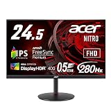 Acer ゲーミングモニター Nitro XV252QZbmiiprx 24.5インチ IPS 非光沢 フルHD 0.5ms 240Hz HDMI (280Hz DisplayPort/オーバークロック) AMD FreeSync™ Premium VESA DisplayHDR 400 スピーカー内蔵 VESAマウント対応 高さ調節 チルト スイベル ピボット レス