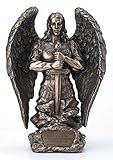 Veronese Design 9.1インチ 聖ミカエル祈り 大天使モニュメント アンティークブロンズ仕上げ 天使像