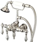 水Creationヴィンテージクラシック3 – 3 / 8インチセンター壁マウントTub Faucet with Down注ぎ口 F6-0017-05-CL 1