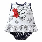 moms baby 楽しい ベビー 半袖 ロンパース 赤ちゃん ワンピース 女の子 ボディースーツ 可愛い HS3-ネイビー3-6M
