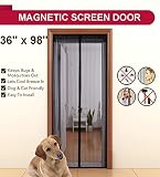 Aloudy Magnetic Screen Door Fits Doors Up to 36" x 98" MAX, Full Frame Velrco Instant Mesh Curtain, 