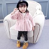 Pojour ベビー服 子供服 女の子コート 冬 防寒 裏毛 かわいいフワフワジャケット おしゃれフード付きコート 厚手 暖かい 綿 ベビールームウェア 普段着 カジュアル 旅行 記念日 プレゼント 