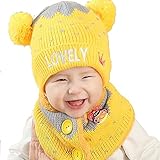 Abusun ニットキャップ ニットハット 帽子 毛糸 ベビー キッズ 赤ちゃん 子供用 耳あて かわいい 暖かい 防寒 (イエロー)