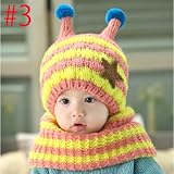 お出かけ お散歩 赤ずきん 風 帽子 ニット マフラー セット 男の子 女の子 兼用 防寒 防風 アウター ベビー キッズ 赤ちゃん 幼児 子供 服 ギフト 帽子 キャップ (＃３)