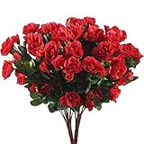 gtidea 4pcsシルクフラワー人工アザレアFakeフェイクRhododendron Bouquet Arrangements DIYホームガーデンテーブルパティオウェディングパーティー装飾レッド
