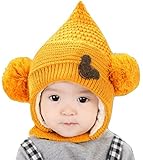 【SEBLES】 ベビー とんがり キュート ニット 帽子 赤ちゃん 3カ月 ～ 8カ月 全5色 サイズ 44cm ～ 48cm クロスセット (イエロー)
