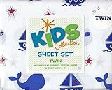 Whale and Boats Twin Sheet Set Boys Kids Collection Polyester [並行輸入品]