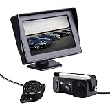 4.3インチオンダッシュモニター＋パーキングセンサー付バックカメラセット 映像入力2系統 警告ブザー付属 ガイドライン/距離表示 FMTOMT43PSBC3IN1