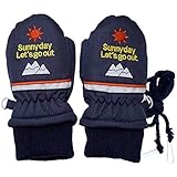 (wj1100)2017年 冬物 スノー手袋 防寒衣料 撥水加工 ミトングローブ 27.マウンテン刺繍-ネイビー◇3-4才