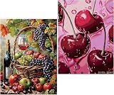 Amyaker ダイヤモンドアート キット 四角いビーズ 全面 2個セット ダイアモンドビーズ絵画キット DIY 手作り絵画 モザイクアート 5D モザイクアート ダイヤモンド塗装 全面貼り付けタイプ 30x40cm サクランボ フルーツバスケット
