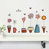 Flowerpotバタフライ壁ステッカー家の装飾947。DIY印刷壁画アート植物ホームデカール子供ギフトリビングベッドPlayroom 4.0 ^。
