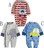秋冬 ベビー赤ちゃん　新生児連体服　長袖カバーオール C 80cm 90cm 95cm各一枚ずつひとつセット z3698 3番【3点】