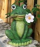 お花をくわえる  カエルさん 楽しい ガーデンオーナメント