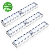 Housmile 10 LEDモーション検知クローゼットライト、ポータブルDIYスティックオン( USB充電式)
