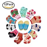 CIEHER 12 Pairs Non-Skid Ankle Cotton Socks with Grip for 12-36 Months Baby Infant [並行輸入品]