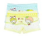 ツバメ--屋　可愛い 女の子用下着 赤ちゃん用肌着 トランクス ボクサー 女児 子供パンツ 短パン 動物 プリント ソフト 2枚組 (L, ブル-+イエロー)