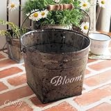 ガーデン雑貨 バケツ L ブリキ缶 ブルーム アンティーク調 ガーデニング雑貨 フェンス 植木鉢