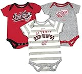 Detroit Red Wings NHL幼児ボディスーツのセット3 18m グレー