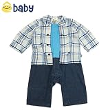 e-baby(イーベビー) デニムニット「重ね着風」長袖ロンパース・グレー【カバーオール】【1603】【C】 80センチ グレー(33)