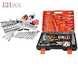 YOKINO 121PCS ソケットレンチセット 工具セット ツールセット クロームバナジウム鋼 自動車アクセサリ 自動車工具 車や設備の保守、点検 自動車工具箱 DIY 工具 ホームツールセット ガ